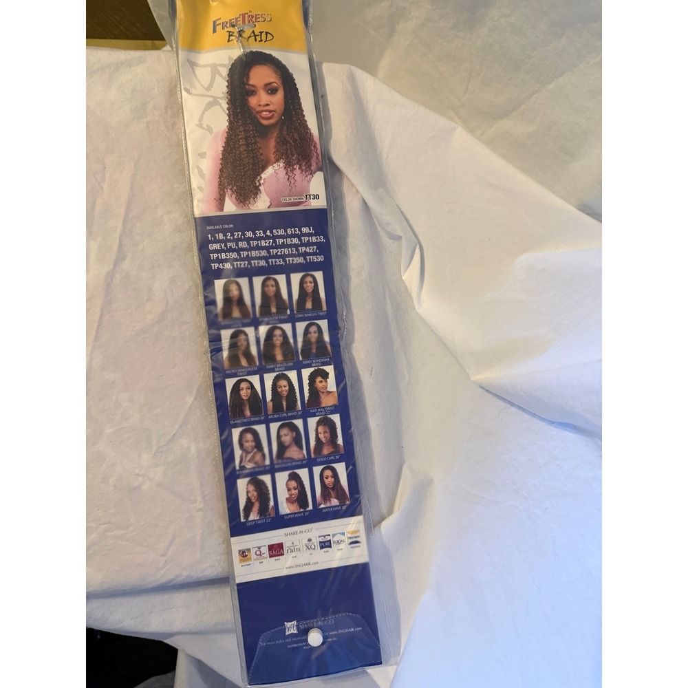 FreeTress Braid Water Wave 22 Inch Crochet Latch Hook Hair Extensions Color TT30